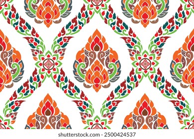 It’s a vector of Thai traditional pattern. Designed for printing fabric patterns for interior decoration such as curtain, wrapping cover wallpaper, sofa, bedsheets, blanket, pillow, clothing.