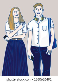 Vector of Thai university students, this image can used for education, internship concept