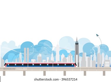 vector of Thailand background, Bangkok city, sky train 