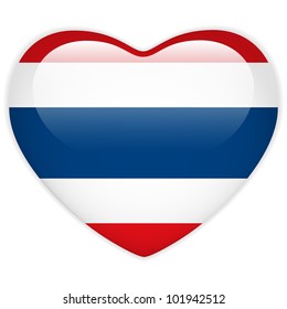 Vector - Thailand Flag Heart Glossy Button
