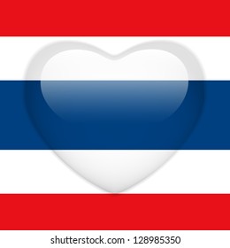 Vector - Thailand Flag Heart Glossy Button