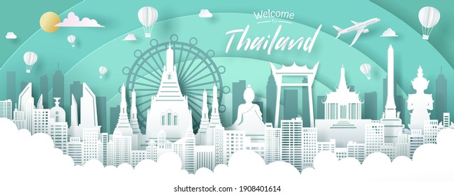 Vector of Thailand landmark, travel and tourism concept. Eps 10 vector.