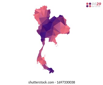 Vector of Thailand map colorful polygon red triangle mosaic with white background. style gradient.