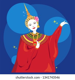 Vector of thailand puppet show on blue background.