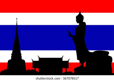 The vector of thailand temple on flag