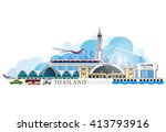 vector of Thailand transportation, Bangkok city Travel, Bangkok Railway Station, Suvarnabhumi international airport, sky train