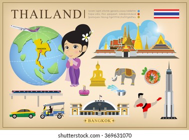 vector of Thailand travel, Landmark of Bangkok thailand