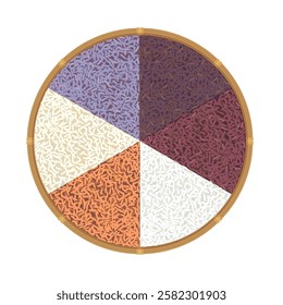 Vector thailand types of rice in basket