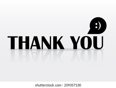 Vector thank you card with button smiley. Color black. Eps 10 vector file. 