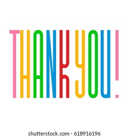 Vector thank you card with colorful stripes in vintage style.