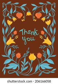 Vector thank you card in flat style - greeting card with floral background