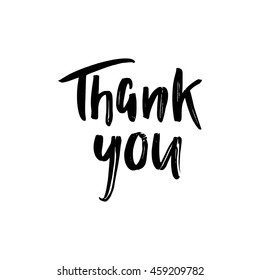Vector Thank you card, handdrawn font isolated on white background. Ink letters for design thanks cards, web design and more