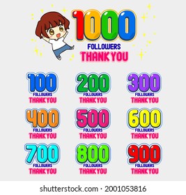 Vector Thank you Follower message hand drawn