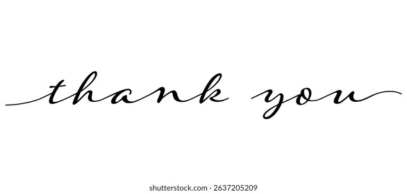 VECTOR Thank you hand drawn inscription with lines. Calligraphic inscription, vector illustration
