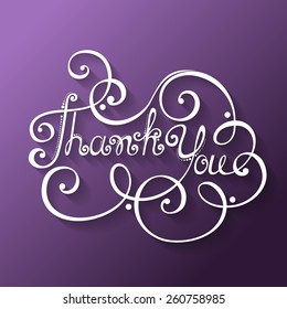 Vector Thank You Inscription. Hand Drawn Lettering. Ornate Vintage Lettering