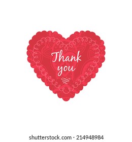 Vector thank you label with heart