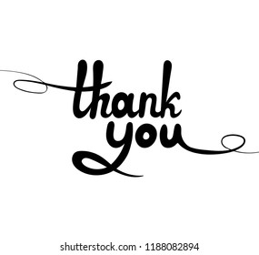 Thank You Lettering Black Linear Calligraphic Stock Illustration 