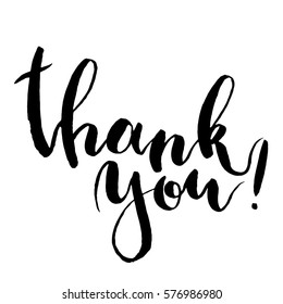 Vector Thank you lettering. Hand painted card for design or background.