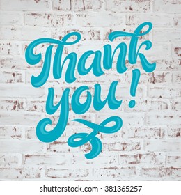 Vector Thank you lettering for invitation and greeting card, prints and posters. Hand drawn inscription, calligraphic design