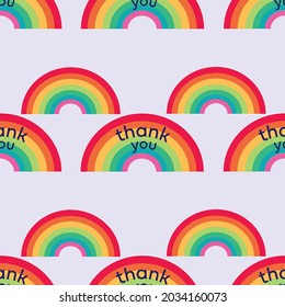 Vector of thank you text, in black, repeated on rainbow half circles over lilac background. greetings card with message, design template concept digitally generated image.