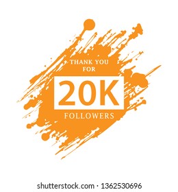 Vector thanks design template for network friends and followers. Thank you 20 K followers card. Image for Social Networks. Web user celebrates large number of subscribers or followers. - Vector
