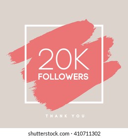 Vector thanks design template for network friends and followers. Thank you 20 K followers card. Image for Social Networks. Web user celebrates large number of subscribers or followers. 