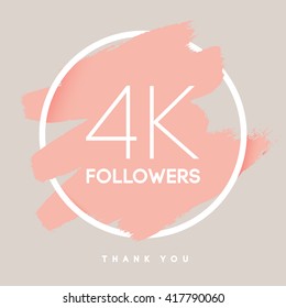 Vector thanks design template for network friends and followers. Thank you 4 K followers card. Image for Social Networks. Web user celebrates large number of subscribers or followers. 