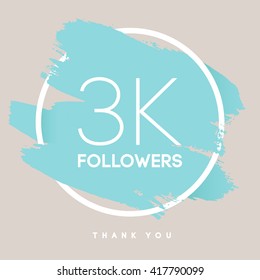 Vector thanks design template for network friends and followers. Thank you 3 K followers card. Image for Social Networks. Web user celebrates large number of subscribers or followers. 