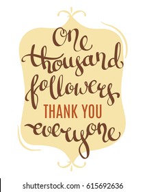 Vector thanks design template for network friends and followers. Thank you 1000 followers card. Image for Social Networks. Web user celebrates large number of subscribers or followers.
