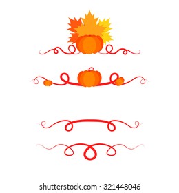 Vector thanksgiving borders collection on white background. Elements for design.
