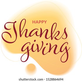 Vector thanksgiving day banner square template illustration. Text on liquid shape isolated on white background. Design for colorful season holiday poster, greeting card, shirt print.