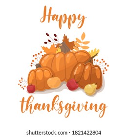 Vector Thanksgiving day greeting card, flyer, banner, poster templates. Pumpkin and  lettering. Thanksgiving day vector collection.