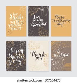 Vector Thanksgiving day invitation and greeting card, flyer, banner, poster templates. Hand drawn texture and handwritten ink lettering.collection.
