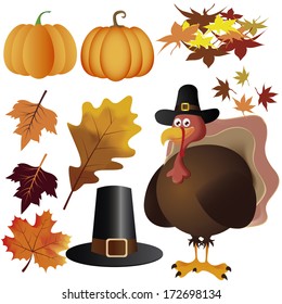 Vector Thanksgiving Day Related Elements Editable