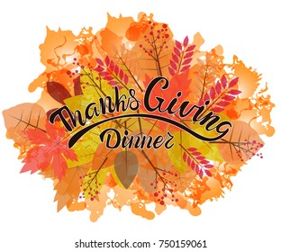 Vector ThanksGiving Dinner lettering.