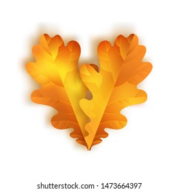 Vector thanksgiving greeting card with hand lettering label - enjoy thanksgiving day - and autumn realistic oak leaves on blue background.