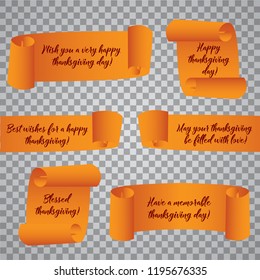 Vector Thanksgiving greetings banners on transparent background