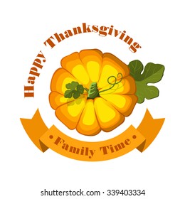 Vector. Thanksgiving Pumpkin isolated on white background. Family time.