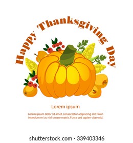 Vector. Thanksgiving Pumpkin isolated on white background. Family time.