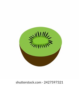 The vector that forms a green kiwi fruit with a slit in the middle contains kiwi fruit seeds