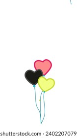 Vector that forms three balloons in the shape of love that bind each other