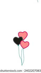 Vector that forms three balloons in the shape of love that bind each other