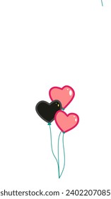 Vector that forms three balloons in the shape of love that bind each other