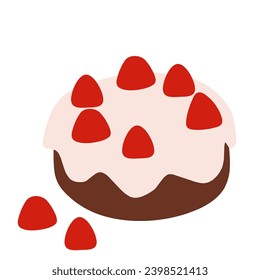 Vector that resembles a sponge cake with strawberries on the top of the cake