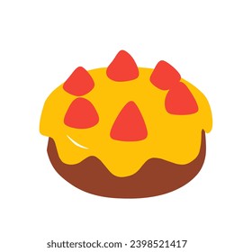 Vector that resembles a sponge cake with strawberries on the top of the cake