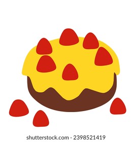 Vector que se parece a una tarta de esponja con fresas en la parte superior del pastel