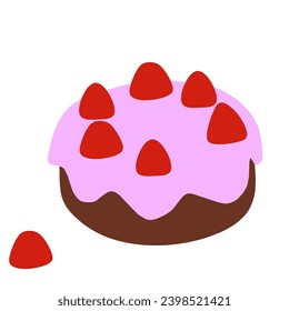 Vector that resembles a sponge cake with strawberries on the top of the cake