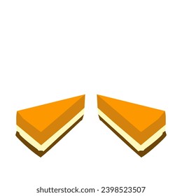 A vector that resembles a sponge cake quarter that looks tempting with the color appearance given
