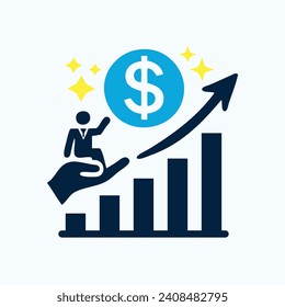 vector that symbolizes increasing profits. increase in income. increased business traffic.