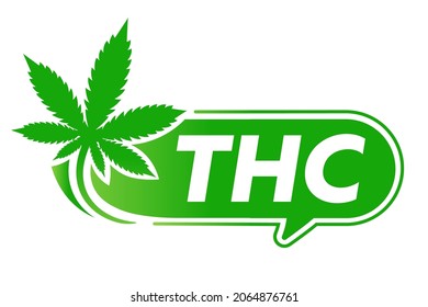 Vector THC Logo. Green Cannabis Icon. Warning About THC Content In This Product.
